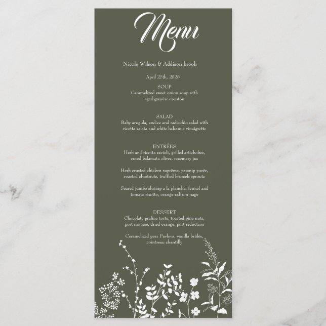 Invitación a la Boho para la Boda Verde de Flor Si (Anverso)