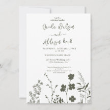 Invitación a la Boho para la Boda Verde de Flor Si