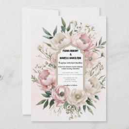 Invitación a la Boho Wedting - Peonies con vegetac