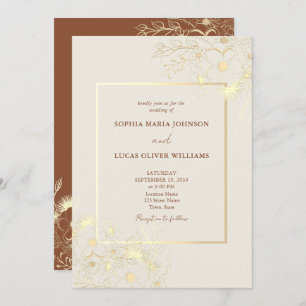 Invitación a la Boho Wildflowers Gold Wedding