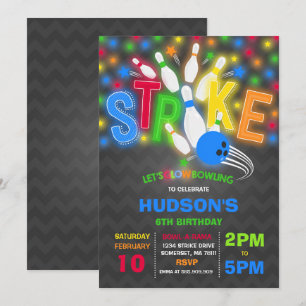 Invitación a la bolera de resplandor Neon Glow Bow