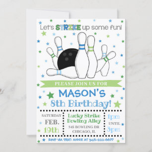 Invitación a la bolera para el cumpleaños