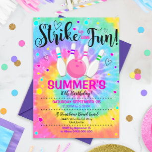Invitación a la bolera Tie Dye Bowling Invitacione
