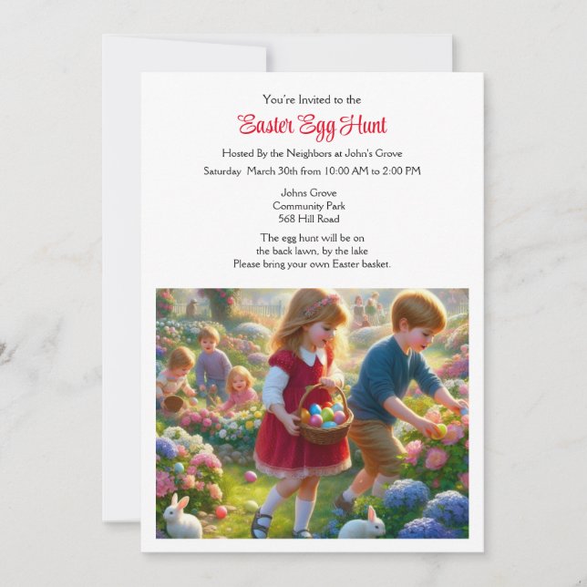 Invitación a la búsqueda de huevos de Pascua (Anverso)