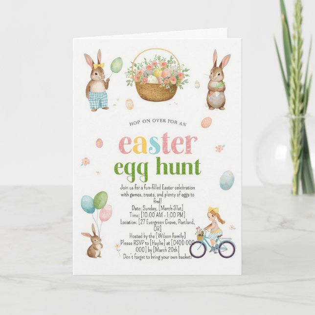 Invitación a la búsqueda de huevos de Pascua - Con (Anverso)