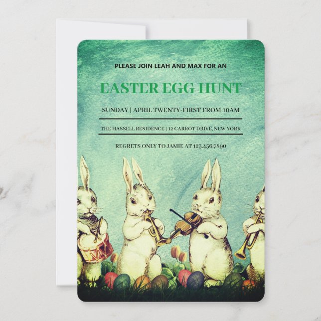 Invitación a la búsqueda de huevos del brunch de P (Anverso)