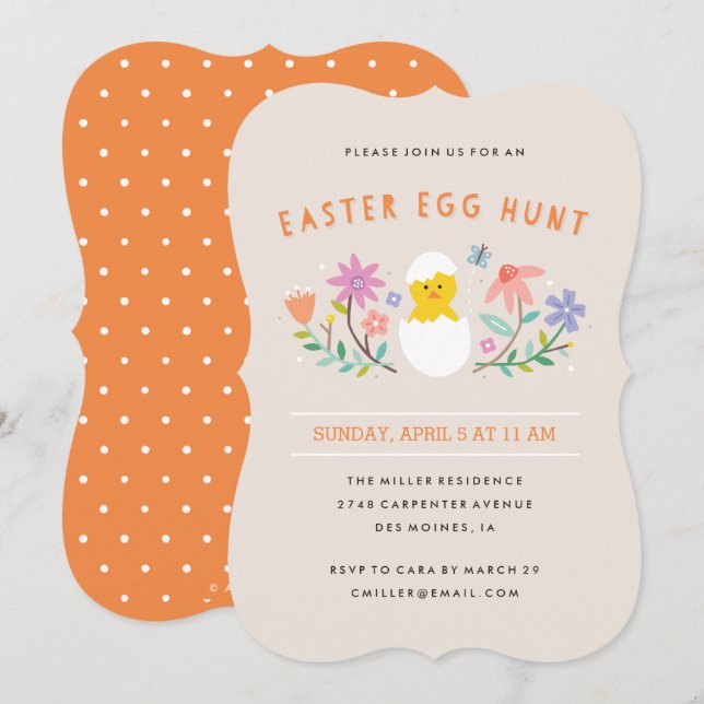 Invitación a la cacería de huevos de pascua - Beig (Anverso / Reverso)