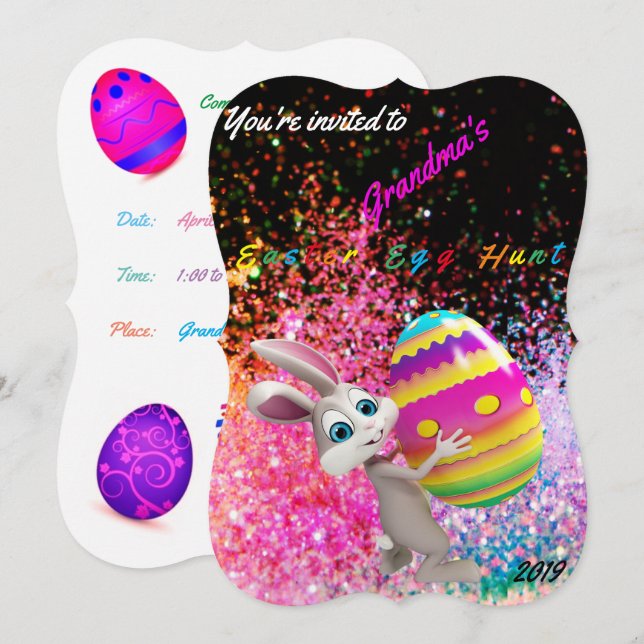 Invitación a la cacería de huevos de Pascua - Nomb (Anverso / Reverso)