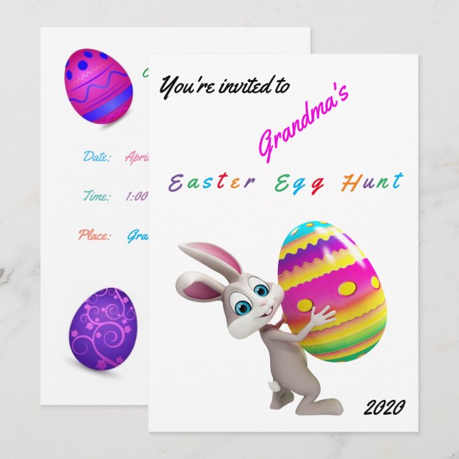 Invitación a la cacería de huevos de Pascua - Nomb (Anverso / Reverso)