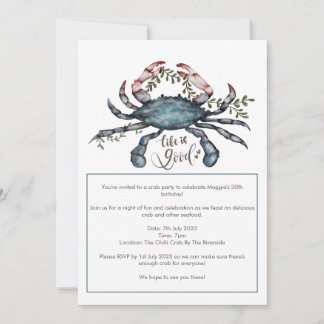 Invitación a la cacerola de mariscos de cangrejo a