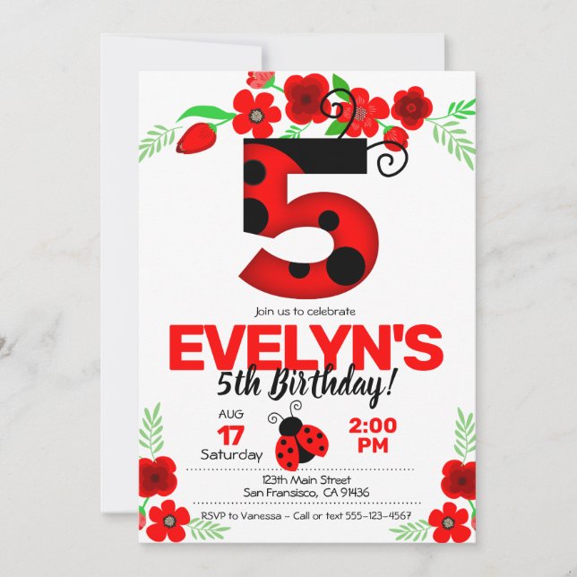 Invitación a la cachiporra por quinto cumpleaños (Anverso)