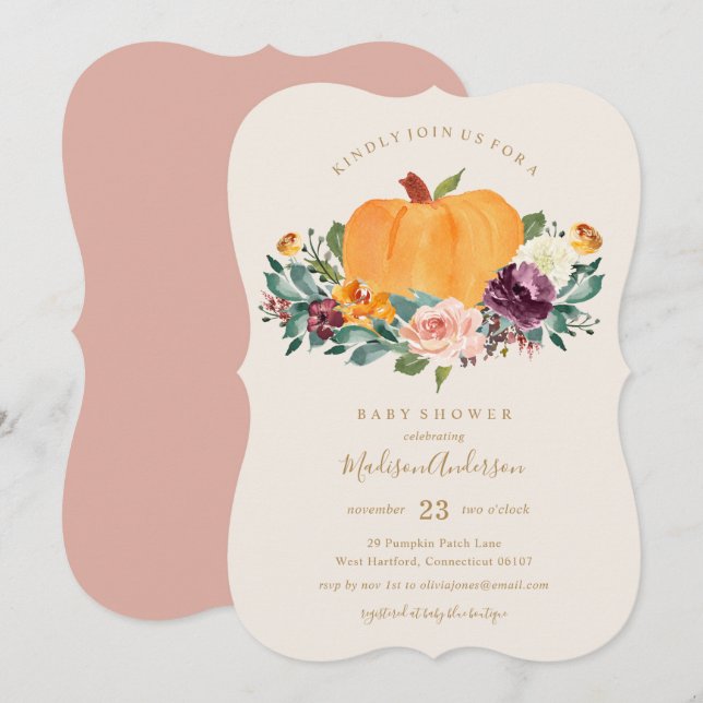 Invitación a la caída de Baby Shower del parche de (Anverso / Reverso)