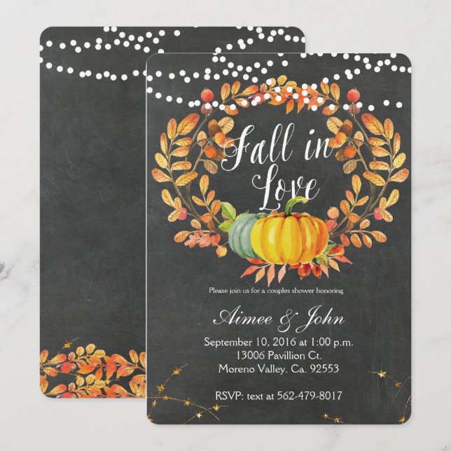 Invitación a la caída de Chalkboard (Anverso / Reverso)