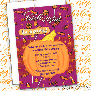 Invitación a la calabaza de Personalizable de truc