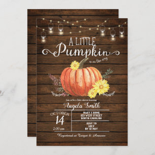 Invitación a la calabaza en Baby Shower Rustic Woo