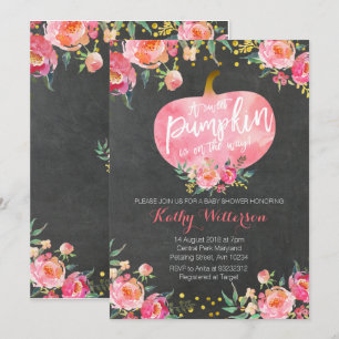 Invitación a la calabaza rosa para la piel de cart