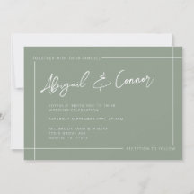 Invitación a la caligrafía verde Sage moderna simp