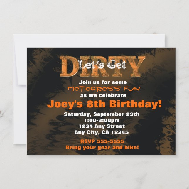 Invitación a la carrera de motocross Dirty Mud Run (Anverso)