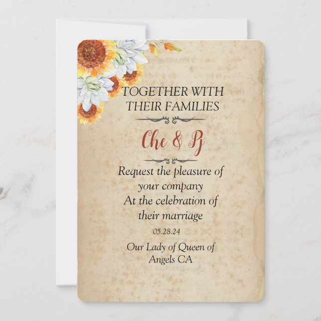 Invitación a la carta de bodas de otoño rústica (Anverso)