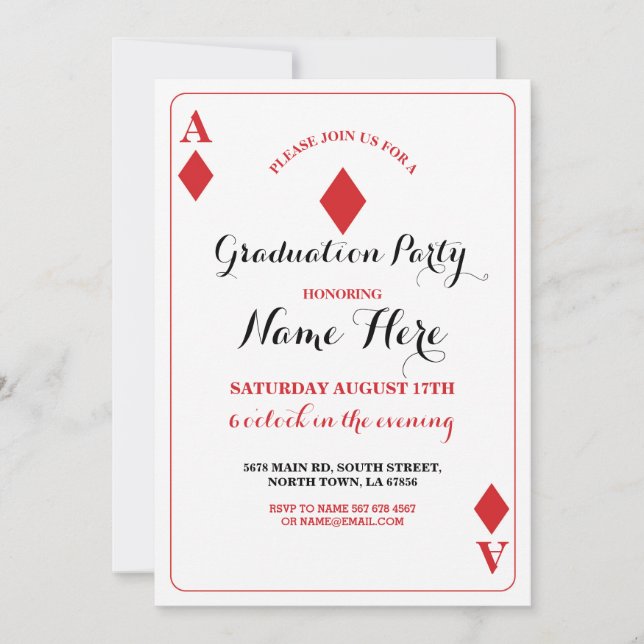 Invitación a la carta de juego de diamantes de la  (Anverso)