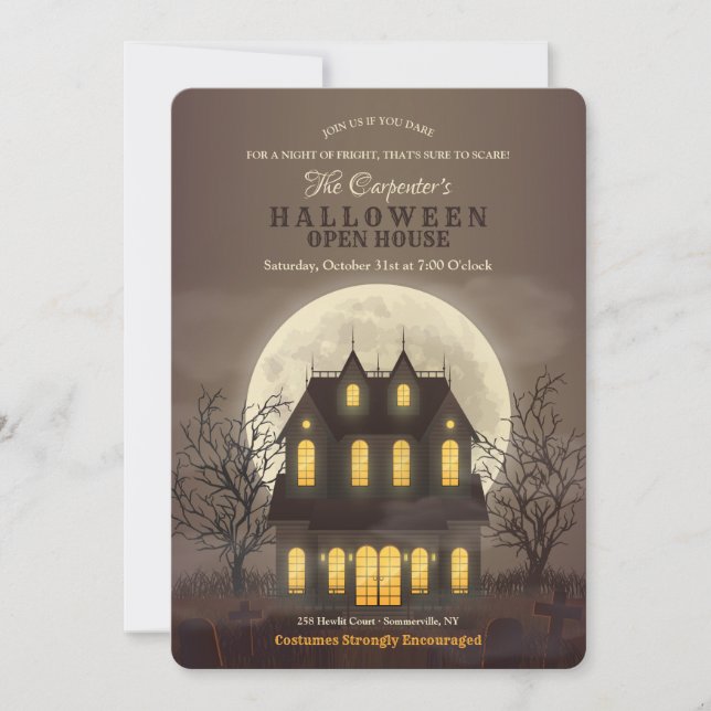 Invitación a la Casa Abierta de Halloween (Anverso)