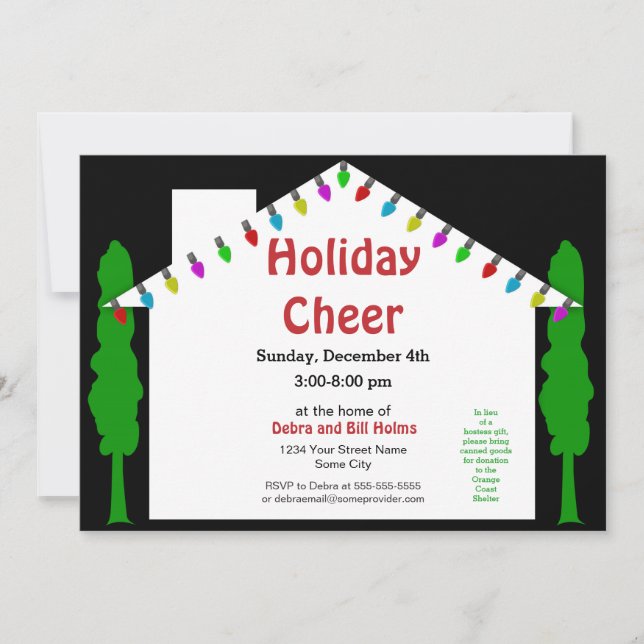 Invitación a la Casa Abierta de Holiday Cheer (Anverso)