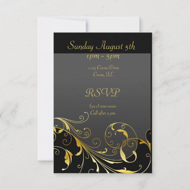 Invitación a la Casa Abierta en Negro y Oro (Anverso)
