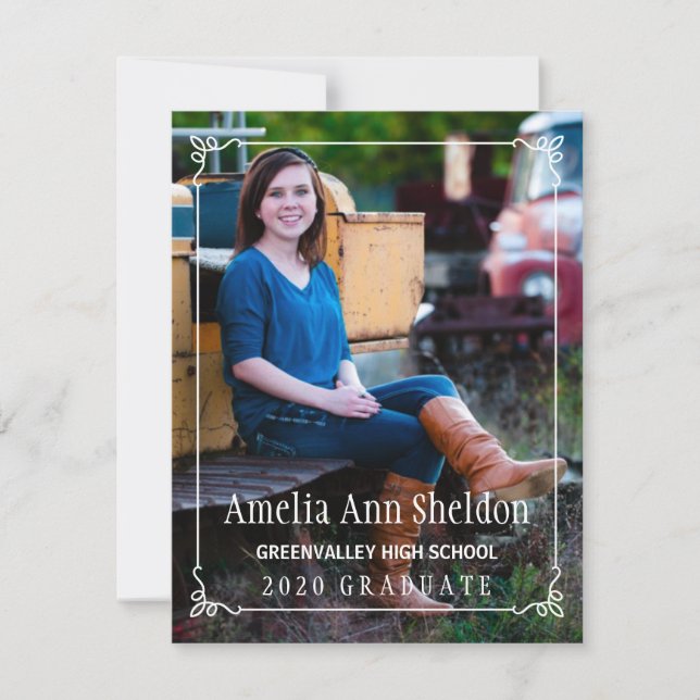 Invitación a la Casa Abierta Rústica de Graduación (Anverso)