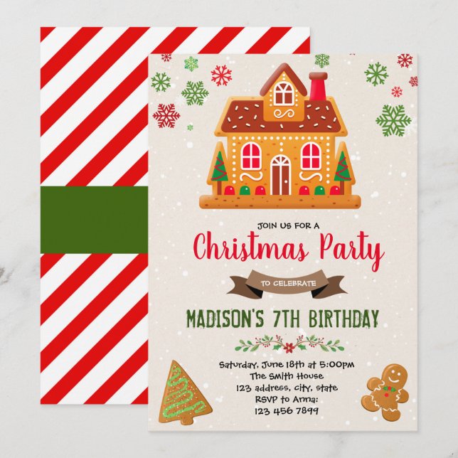 Invitación a la casa de jengibre de los navidades  (Anverso / Reverso)
