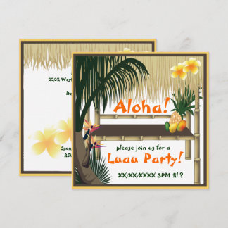 Invitación a la Casa Tropical Luau Fiesta Tiki