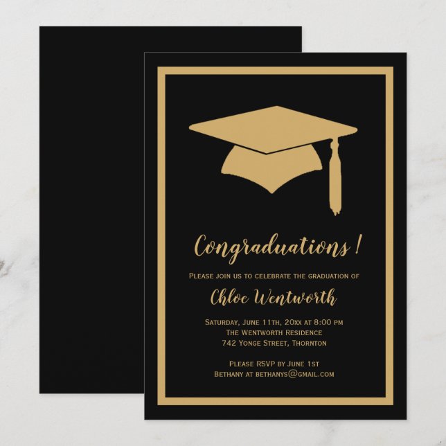 Invitación a la categoría "Congraduaciones" Faux G (Anverso / Reverso)