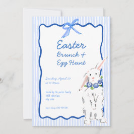 Invitación a la caza de huevos de brunch azul de p