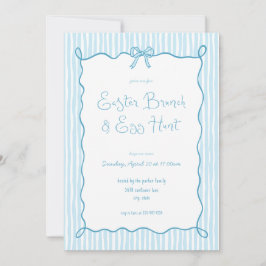Invitación a la caza de huevos de brunch azul de p