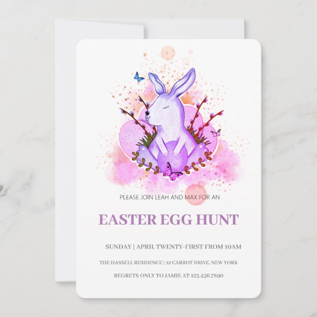 Invitación a la caza de huevos de Brunch de Pascua (Anverso)
