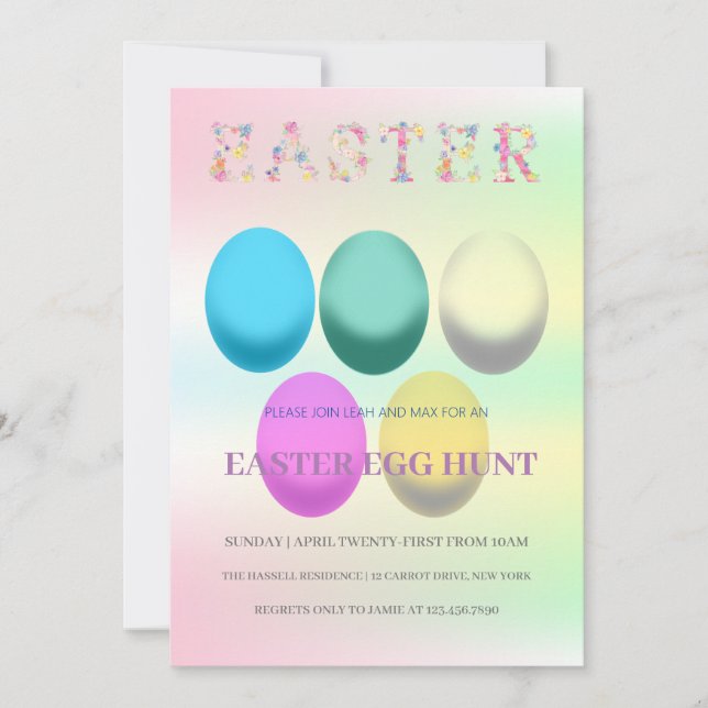 Invitación a la caza de huevos de Brunch de Pascua (Anverso)