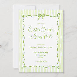 Invitación a la caza de huevos de brunch verde de
