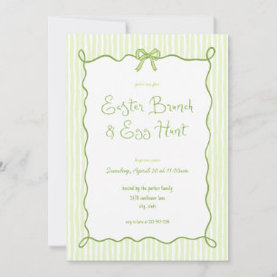 Invitación a la caza de huevos de brunch verde de 