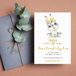 Invitación a la caza de huevos de conejo de pascua
