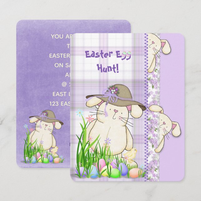 Invitación a la caza de huevos de Pascua (Anverso / Reverso)