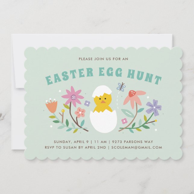 Invitación a la caza de huevos de pascua con hongo (Anverso)