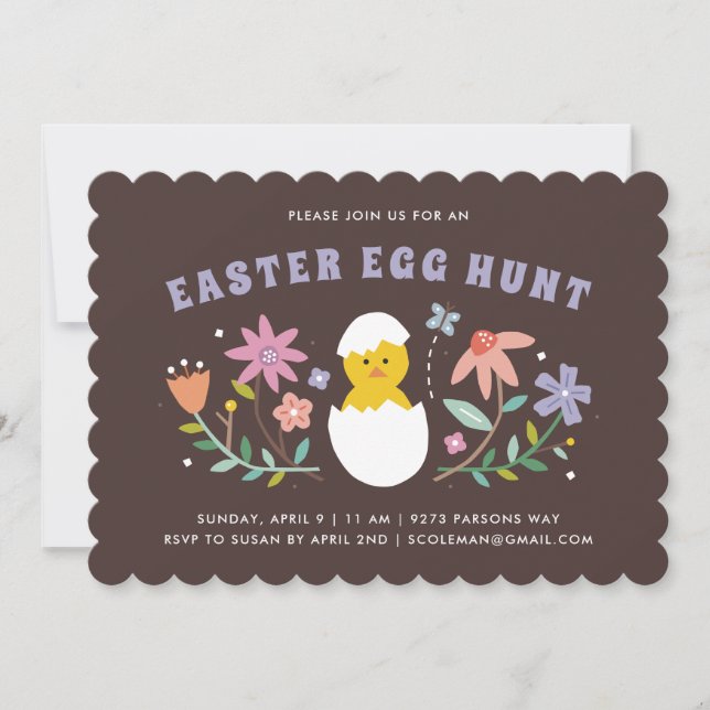 Invitación a la caza de huevos de pascua con hongo (Anverso)