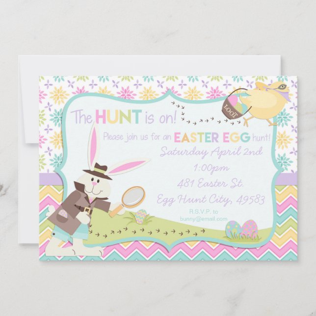 Invitación a la caza de huevos de pascua del Detec (Anverso)