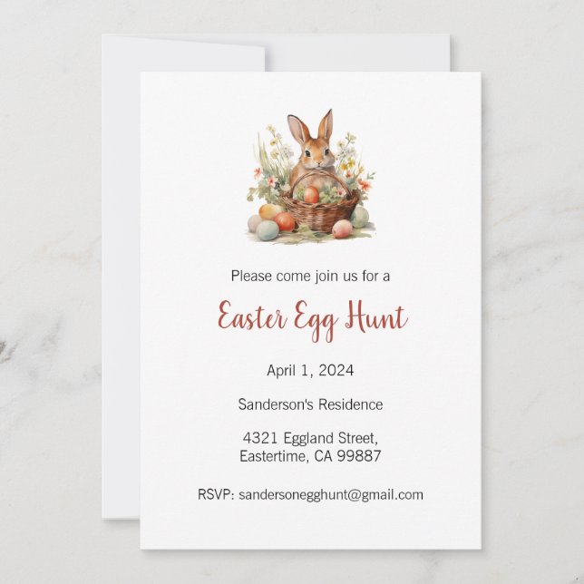 Invitación a la caza de huevos de Pascua, Fiesta d (Anverso)