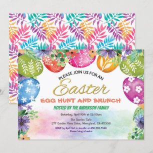 Invitación a la caza de huevos de Pascua.Flor acua