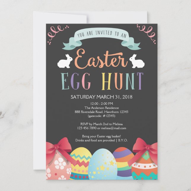 Invitación a la caza de huevos de Pascua, invitaci (Anverso)