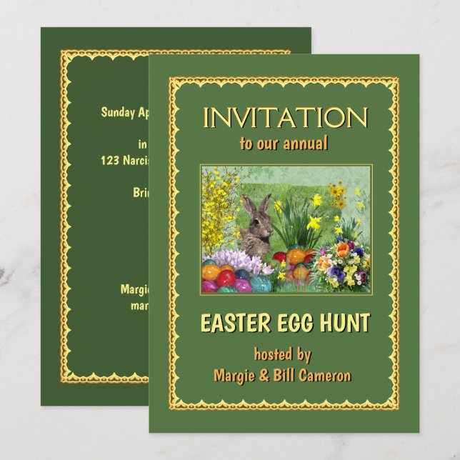 Invitación a la caza de huevos de Pascua (personal (Anverso / Reverso)
