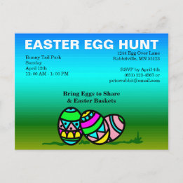 Invitación a la caza de huevos de pascua pintada e