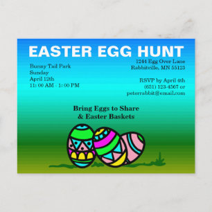 Invitación a la caza de huevos de pascua pintada e