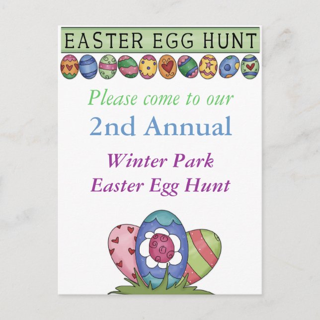 Invitación a la caza de huevos en Pascua (Anverso)