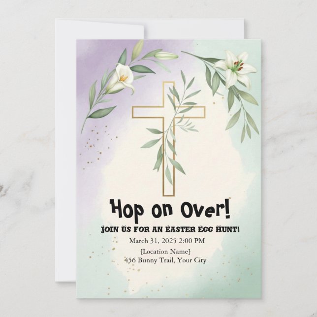 Invitación a la caza de huevos en Pascua (Anverso)